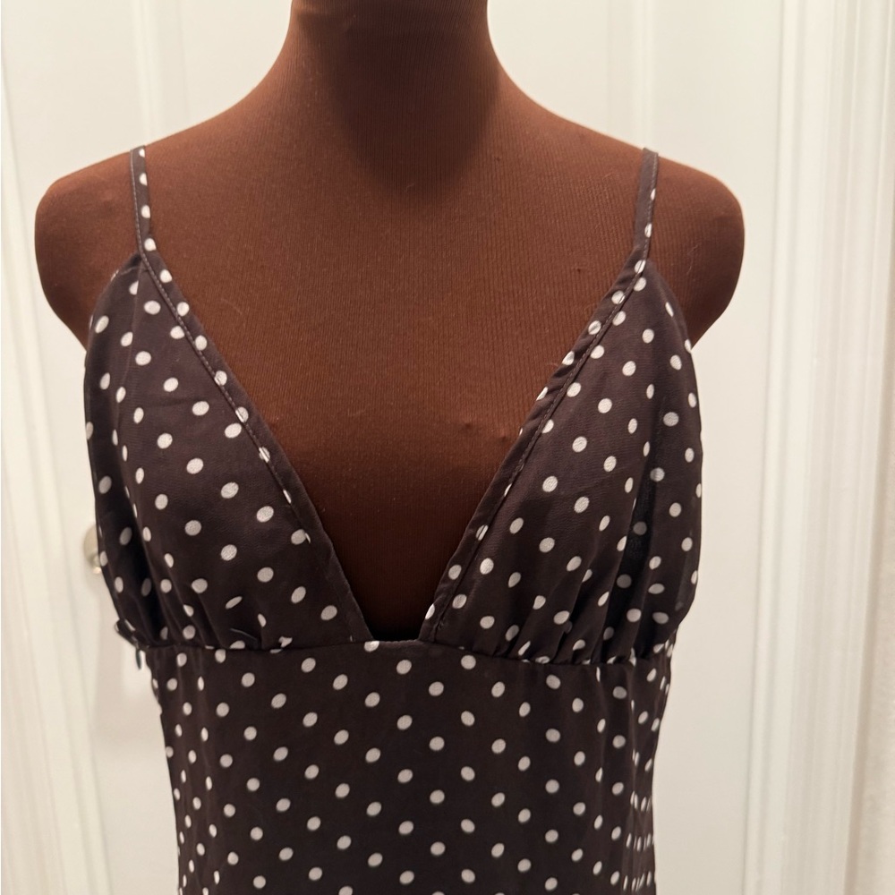Amazon Women's Polka Dot Maxi Dress - Brown and White